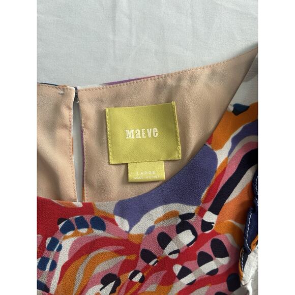 Maeve Silk Floral Chiffon Shift Dress Womens Size Large Blue Pink Art Party - Picture 3 of 7